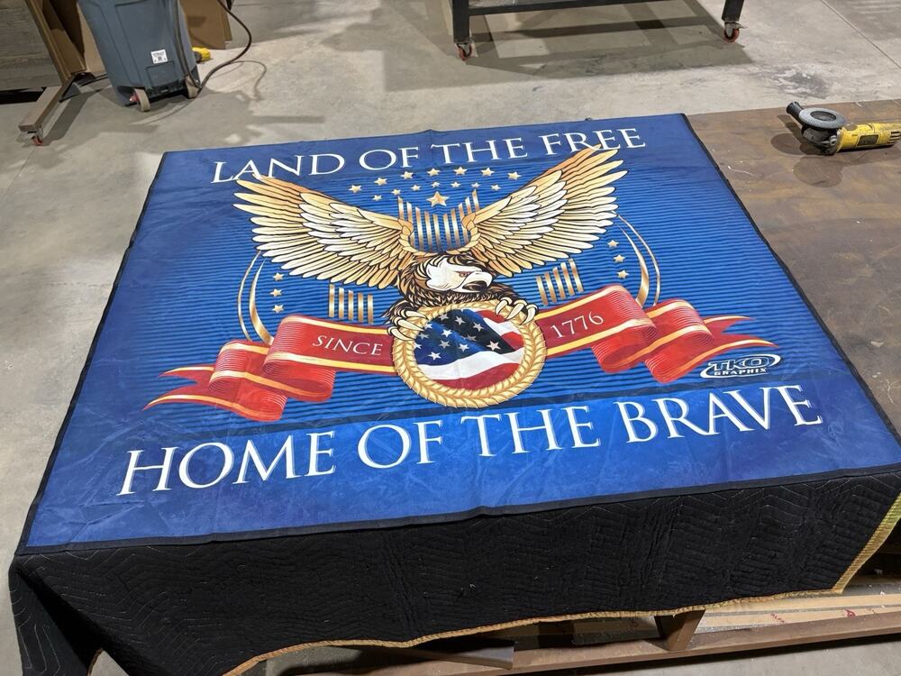Terry Town Land of the Free Home of the Brave Eagle Throw Blanket 58x49 USA